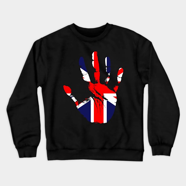 British Hand, Cool British flag. Great Britain Roots Crewneck Sweatshirt by Jakavonis